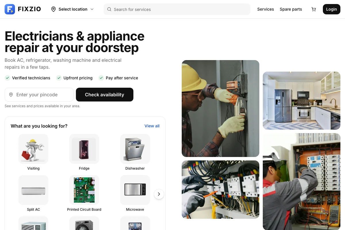 Fixzio — Home Electrician & Appliance Repair App
